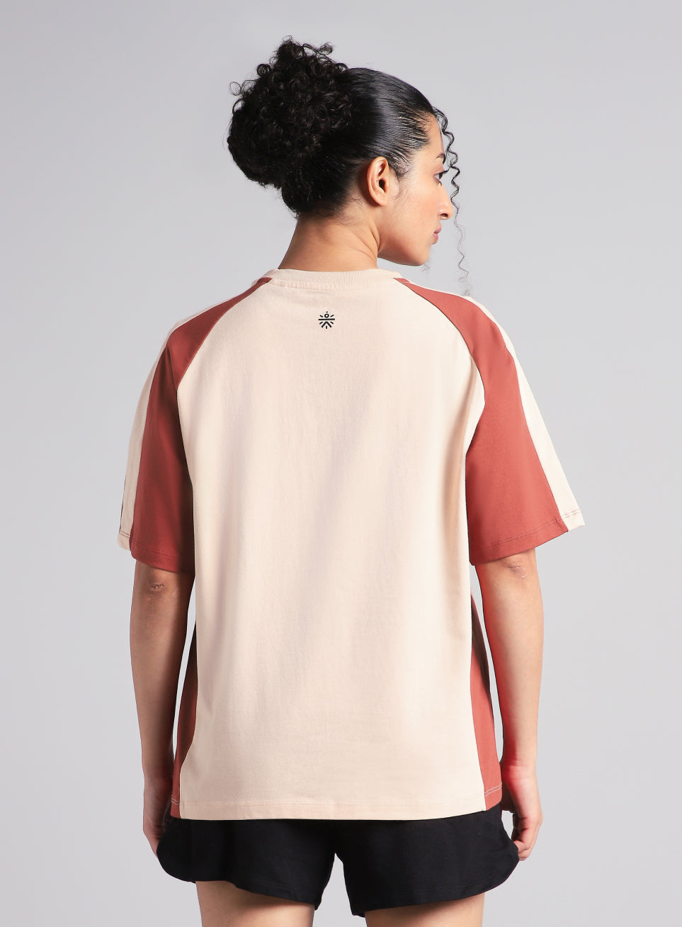 Women's Peach Classic Power Block Oversized Fit T-shirt