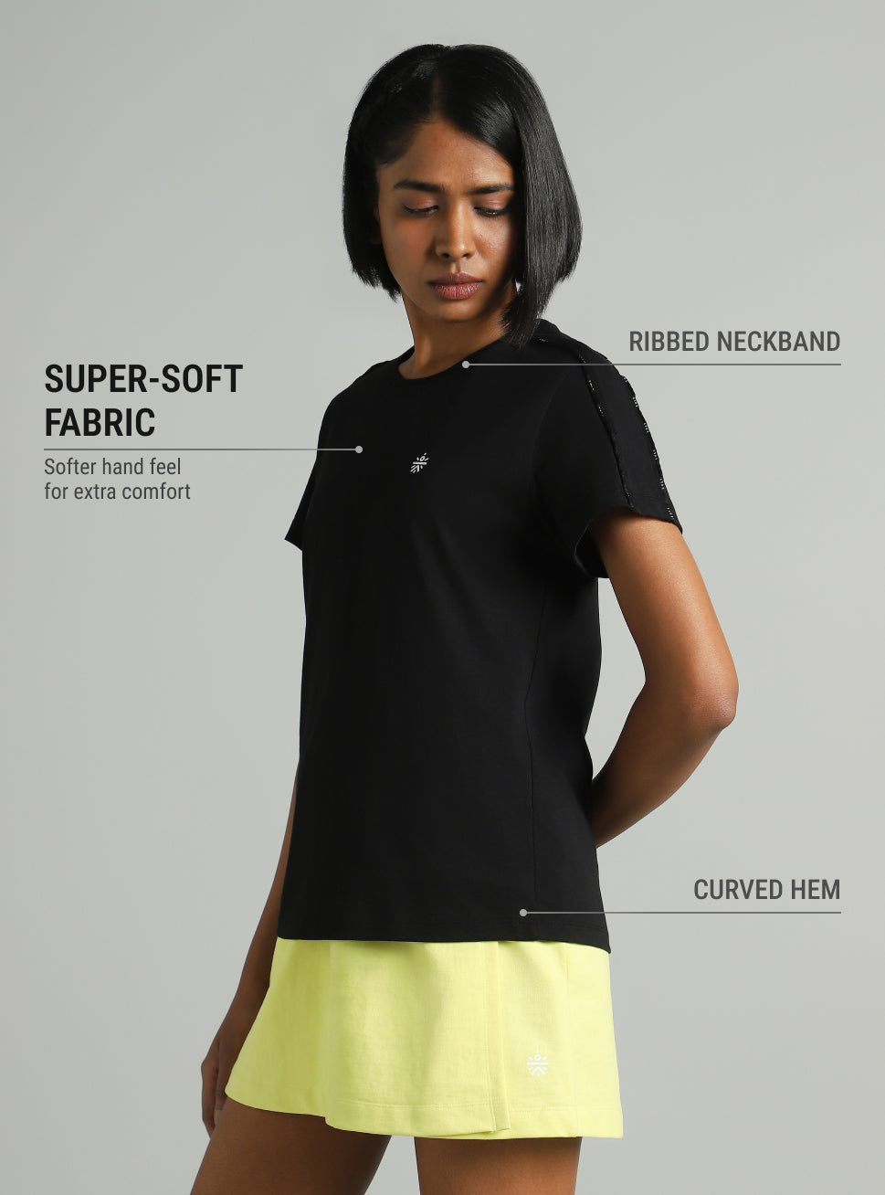Women's Black Panel Play T-shirt