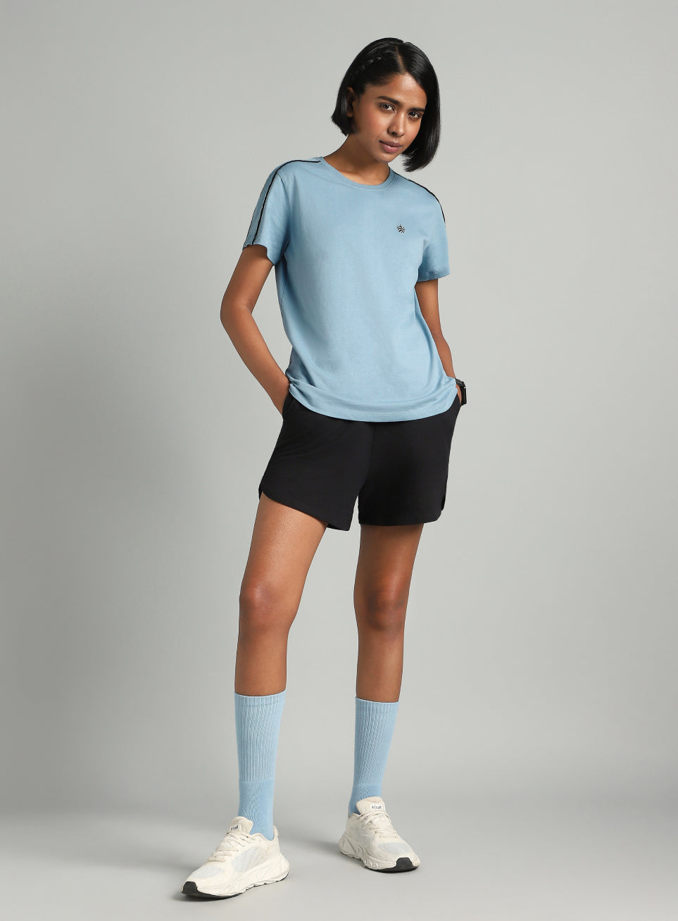 Women's Sky Blue Panel Play T-shirt