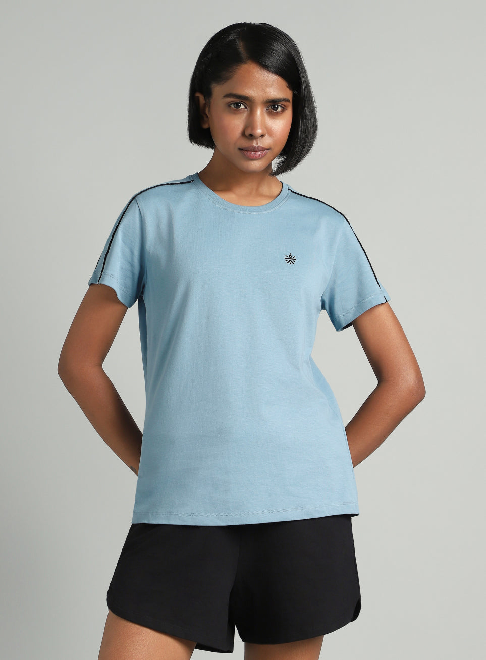 Women's Sky Blue Panel Play T-shirt