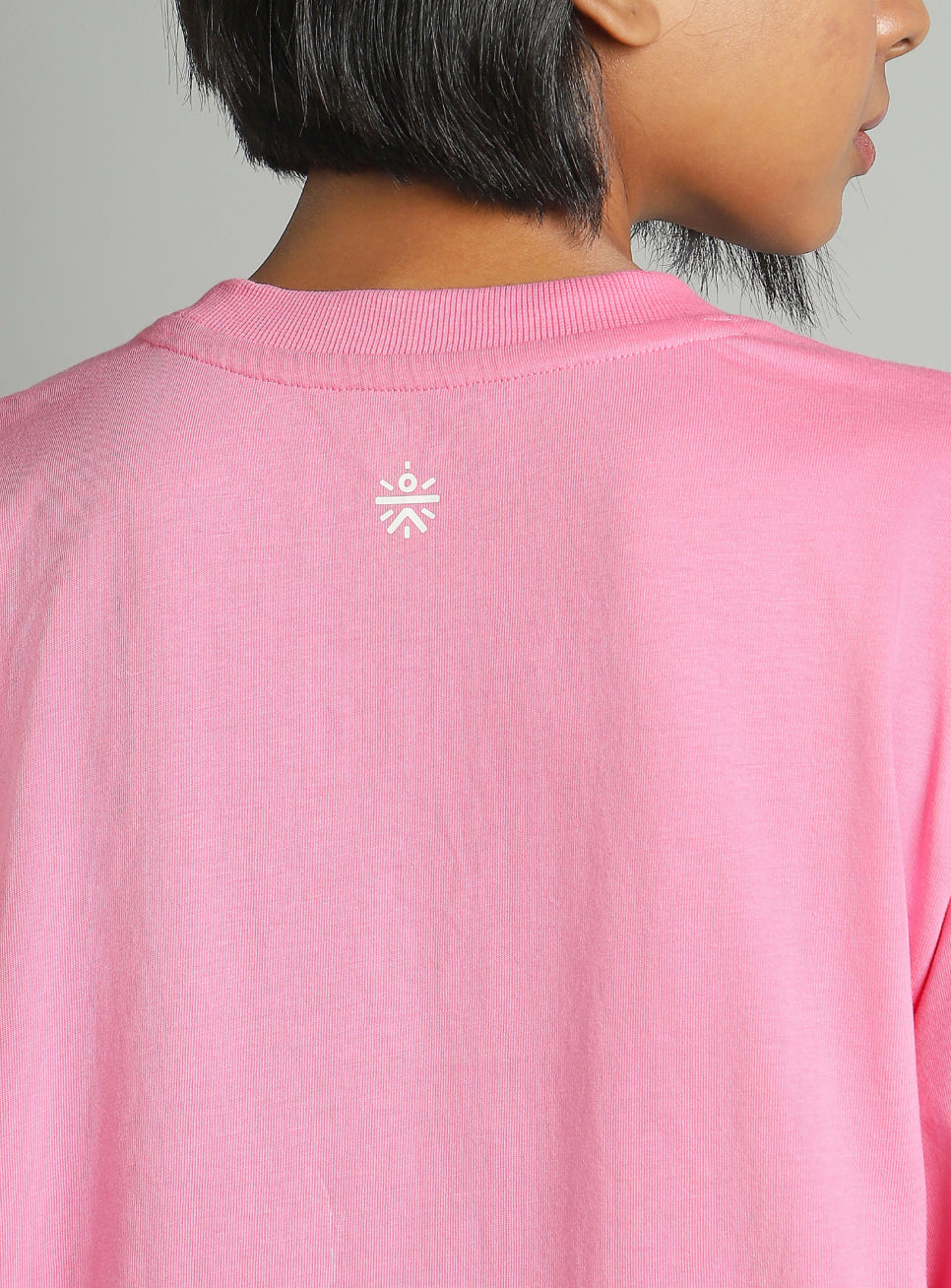 Women's Pink Tie Up Relaxed Fit T-shirt