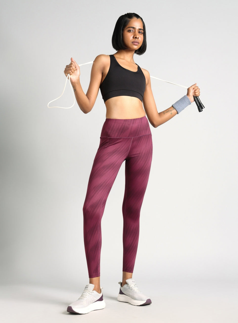 Women's Maroon Train All Day Printed COMflex Tights