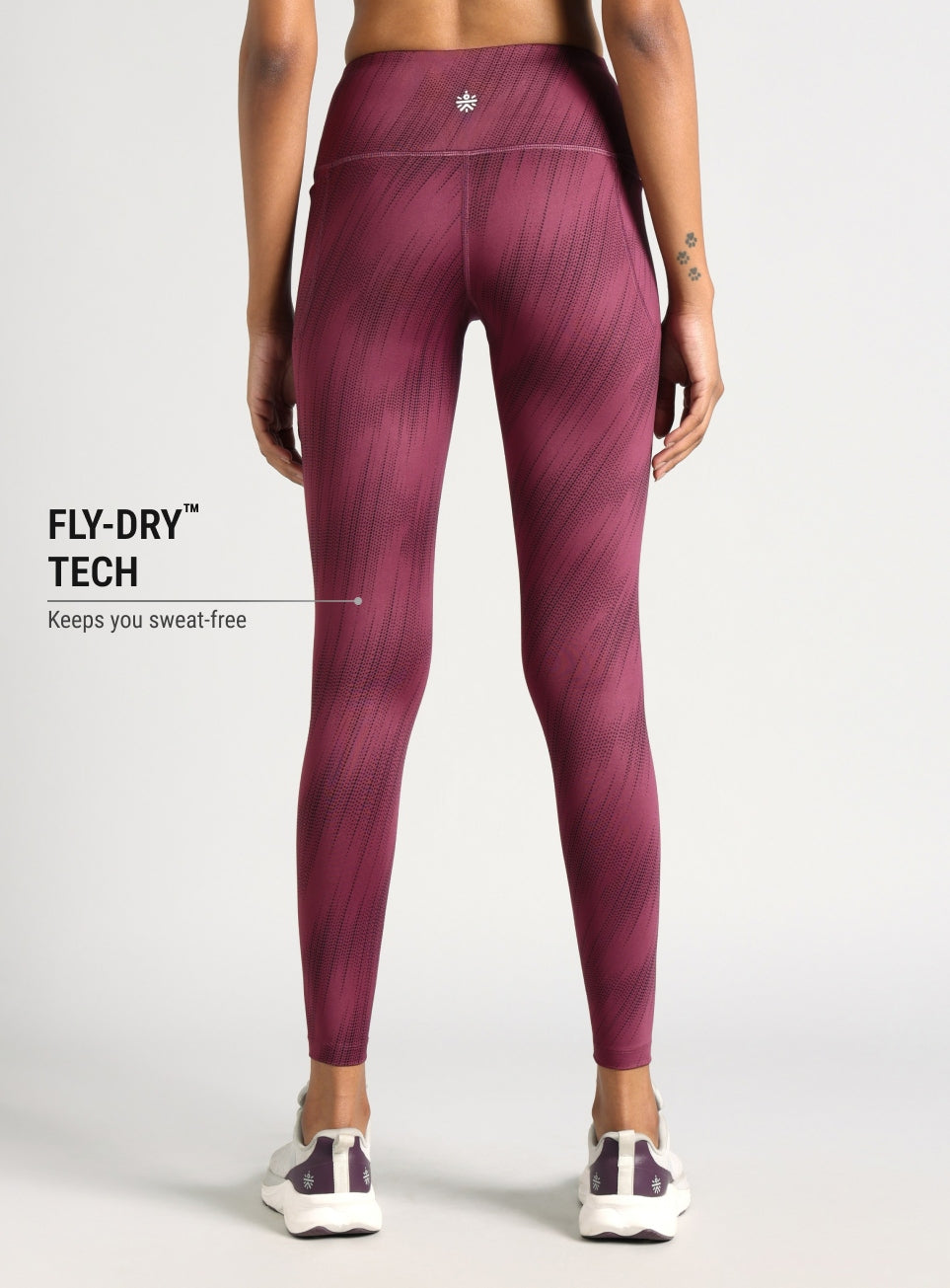 Women's Maroon Train All Day Printed COMflex Tights