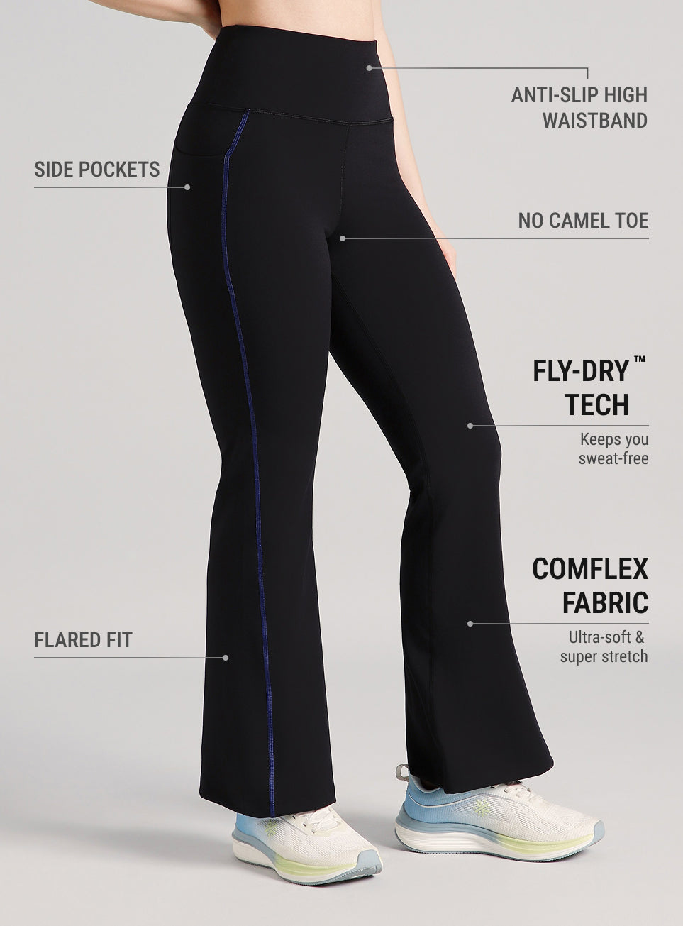 Women's Black Power Pop Training Flarepants
