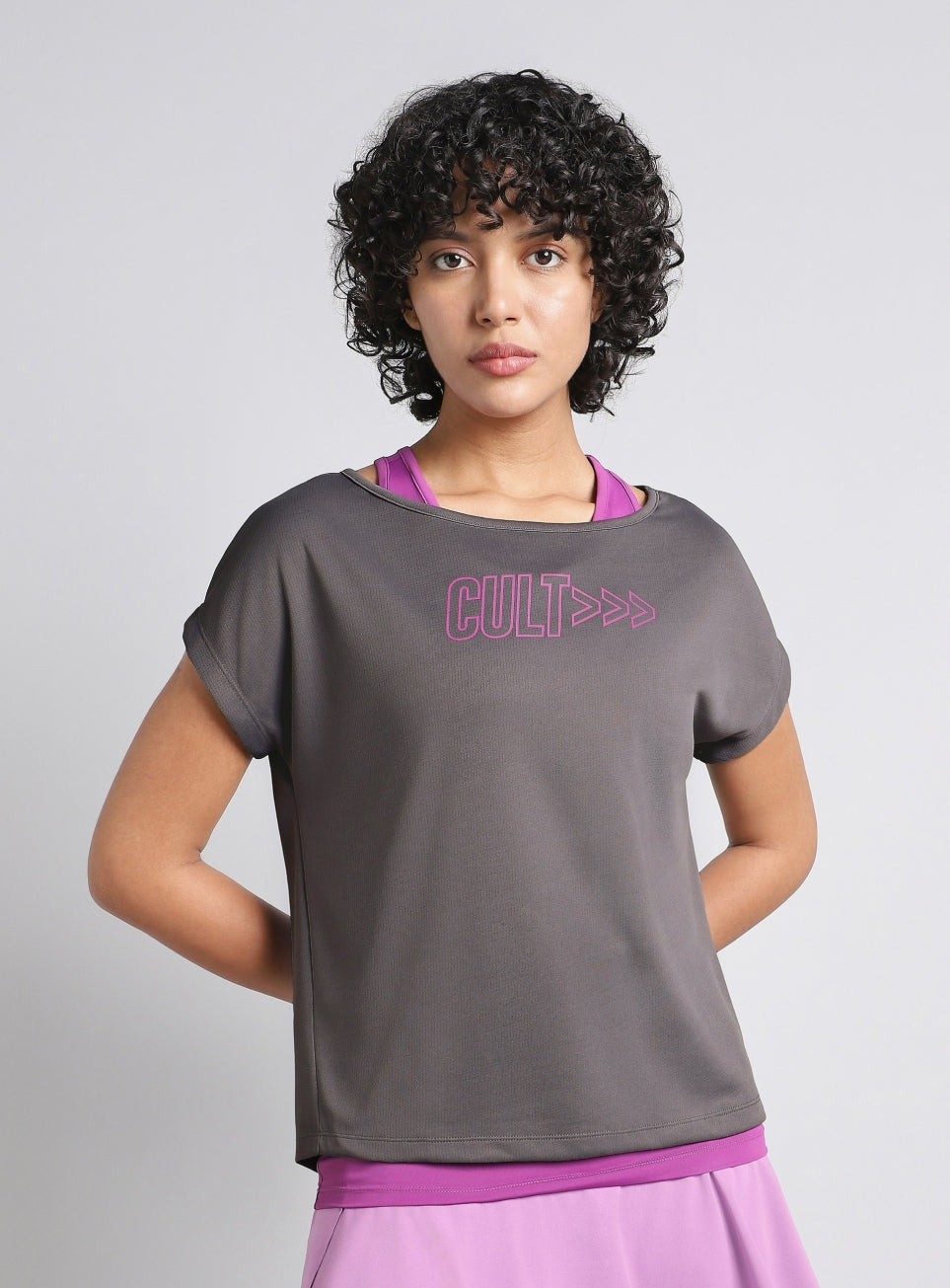Women's Grey Tank Layered Training T-shirt