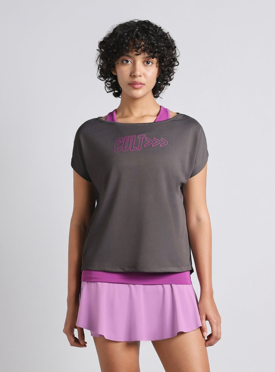 Women's Grey Tank Layered Training T-shirt