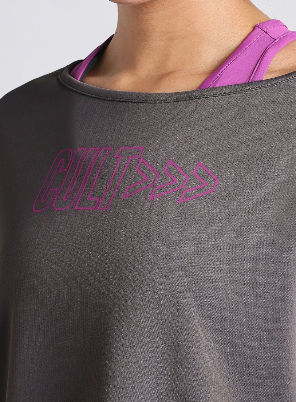 Women's Grey Tank Layered Training T-shirt