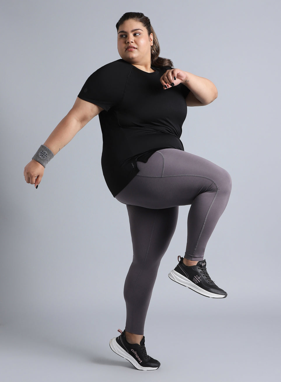 Women's Black Back Cut Out Plus Size T-shirt