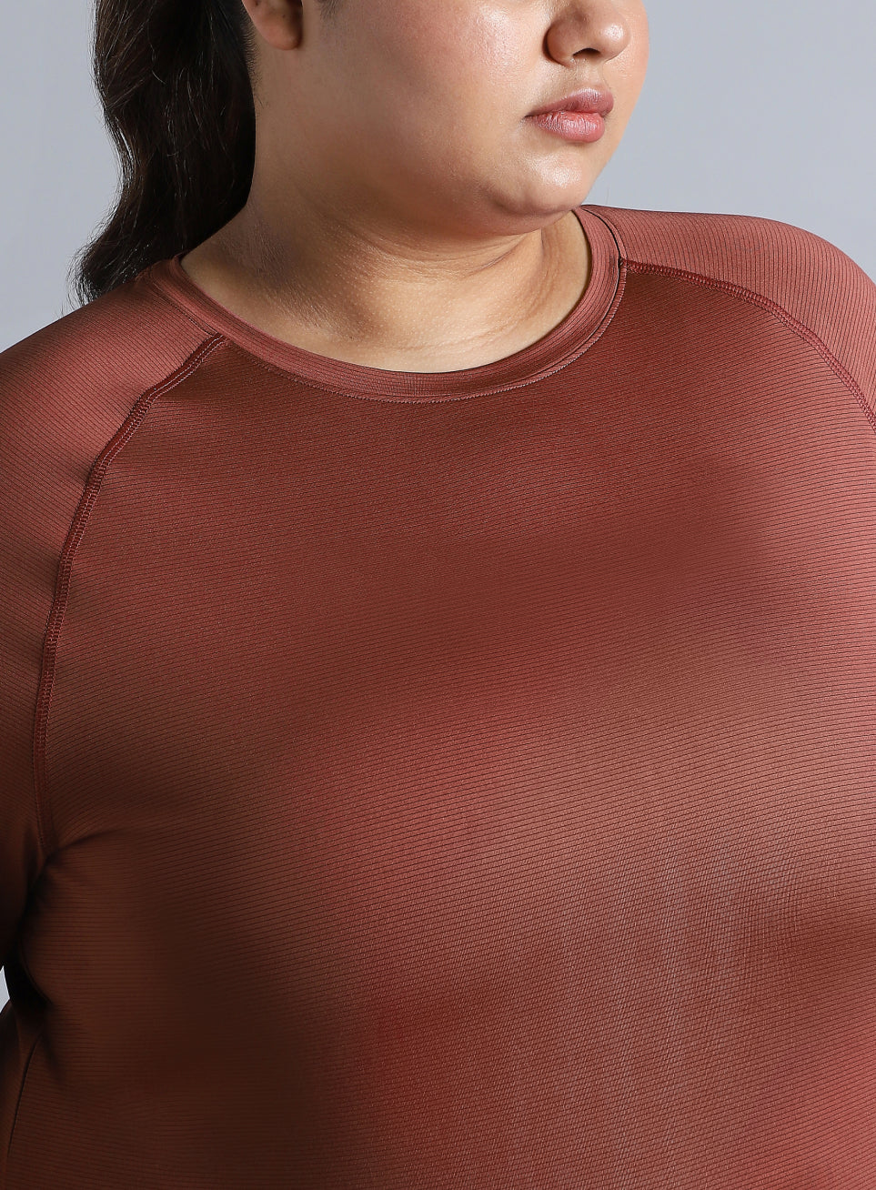 Women's Brown Back Cut Out Plus Size T-shirt