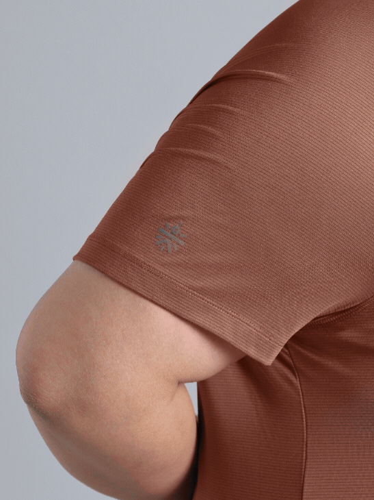Women's Brown Back Cut Out Plus Size T-shirt