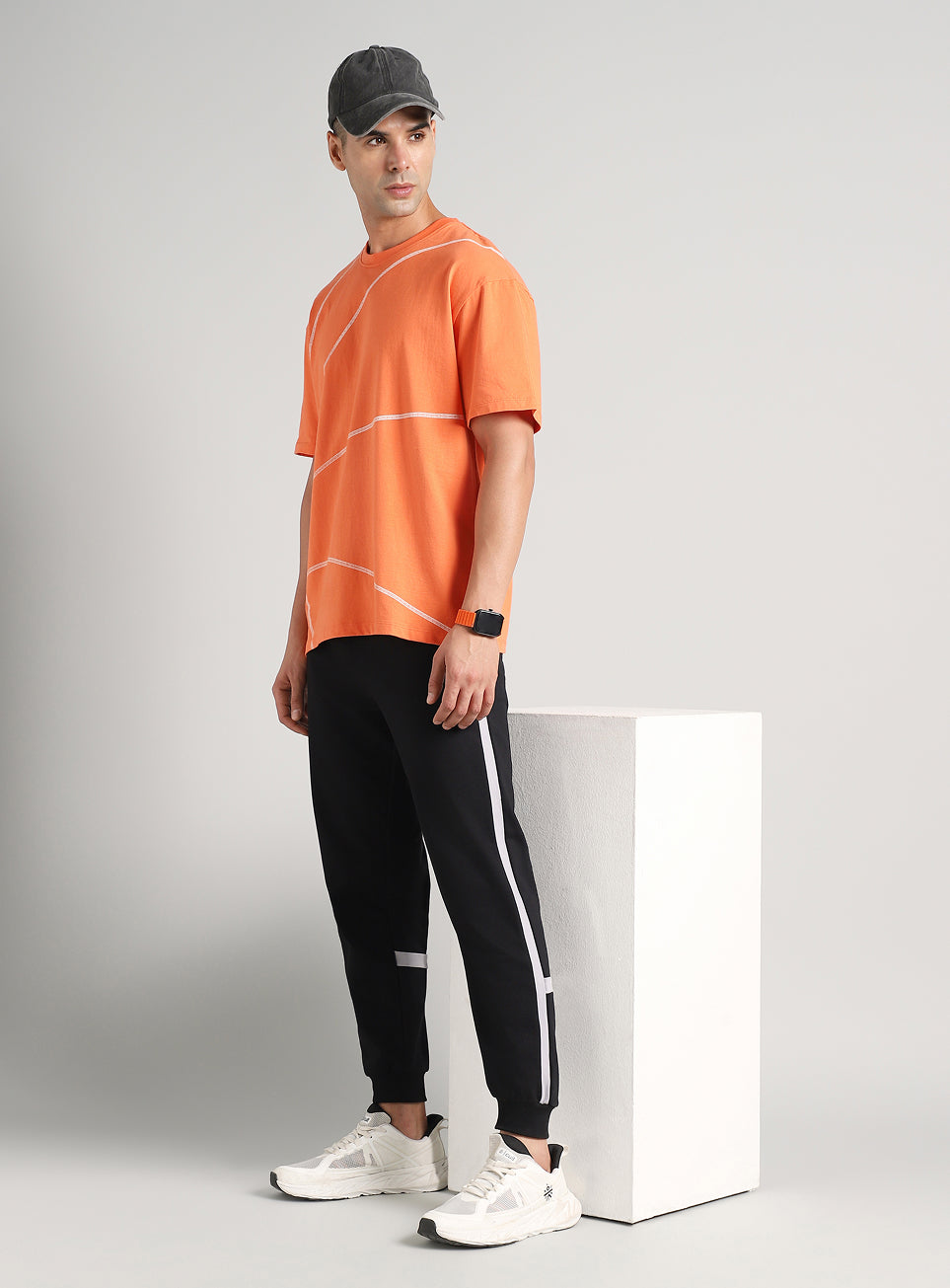 Men's Black Courtside Sporty Joggers