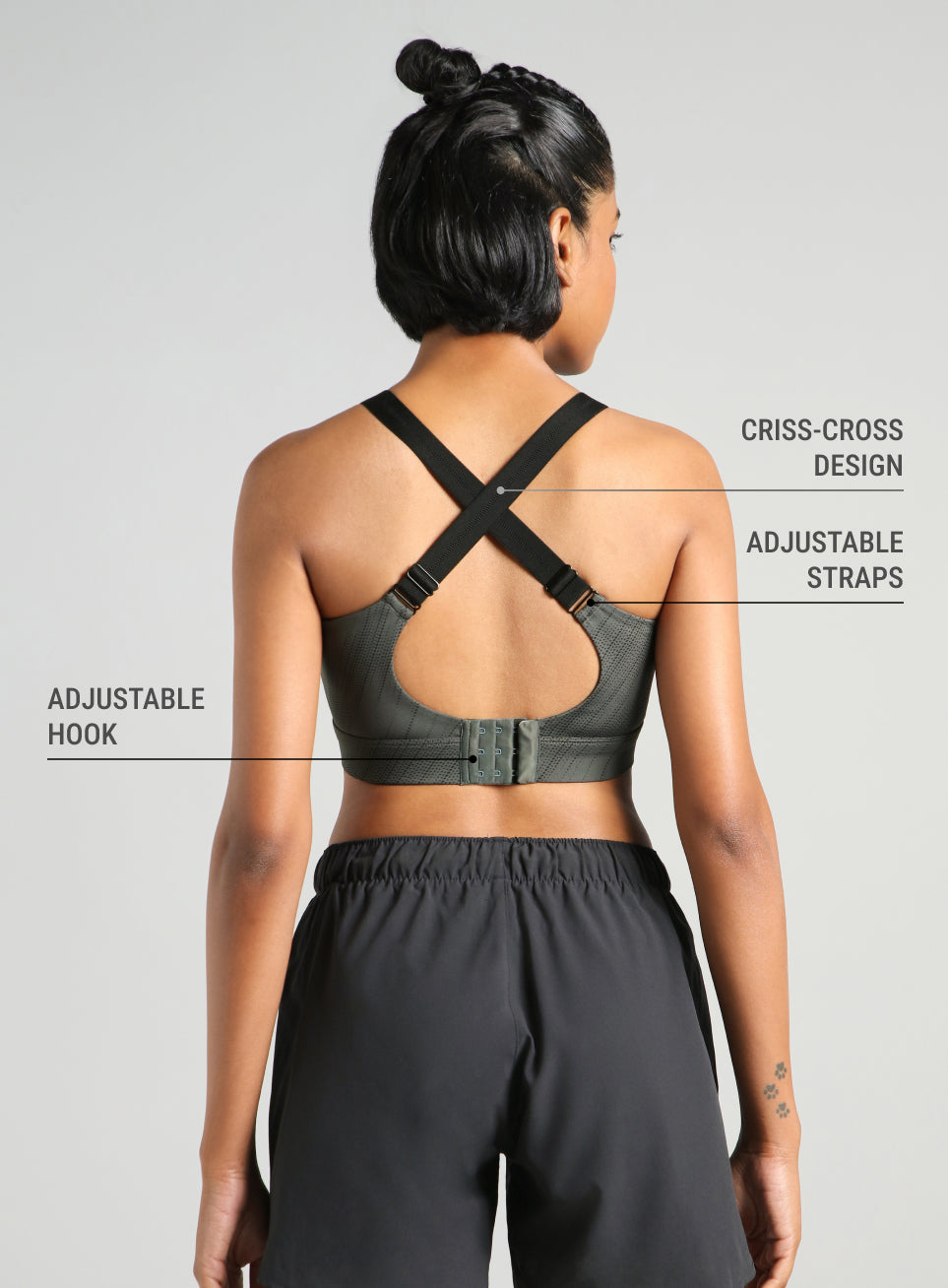 Women's Dark Grey Training Printed High Support Sports Bra