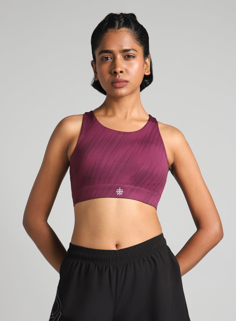 Women's Maroon Training Printed High Support Sports Bra