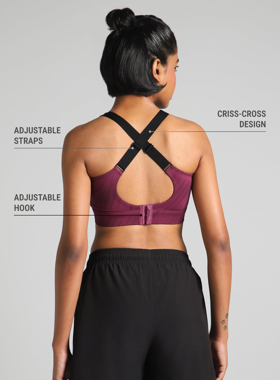 Women's Maroon Training Printed High Support Sports Bra