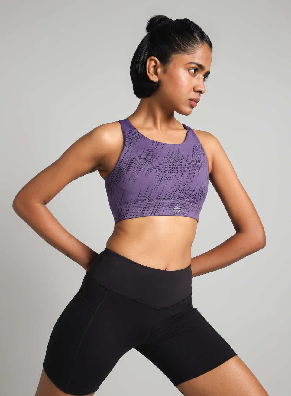 Women's Purple Training Printed High Support Sports Bra