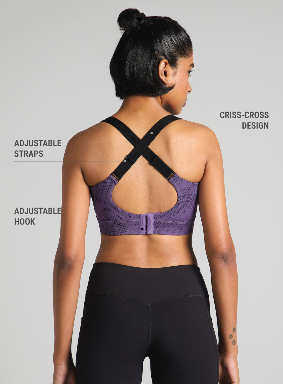 Women's Purple Training Printed High Support Sports Bra