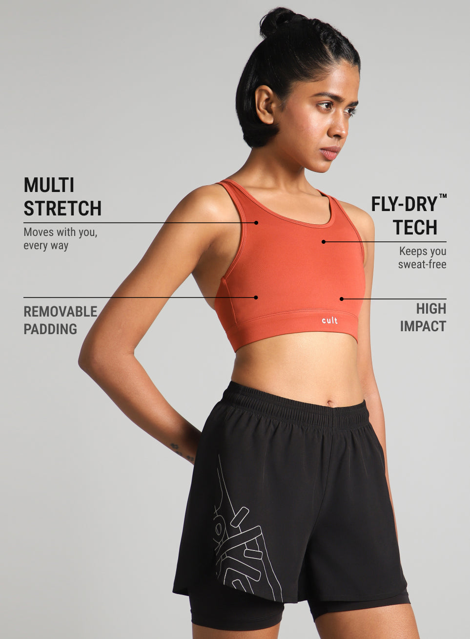 Women's Rust Training Criss Cross High Support Bra