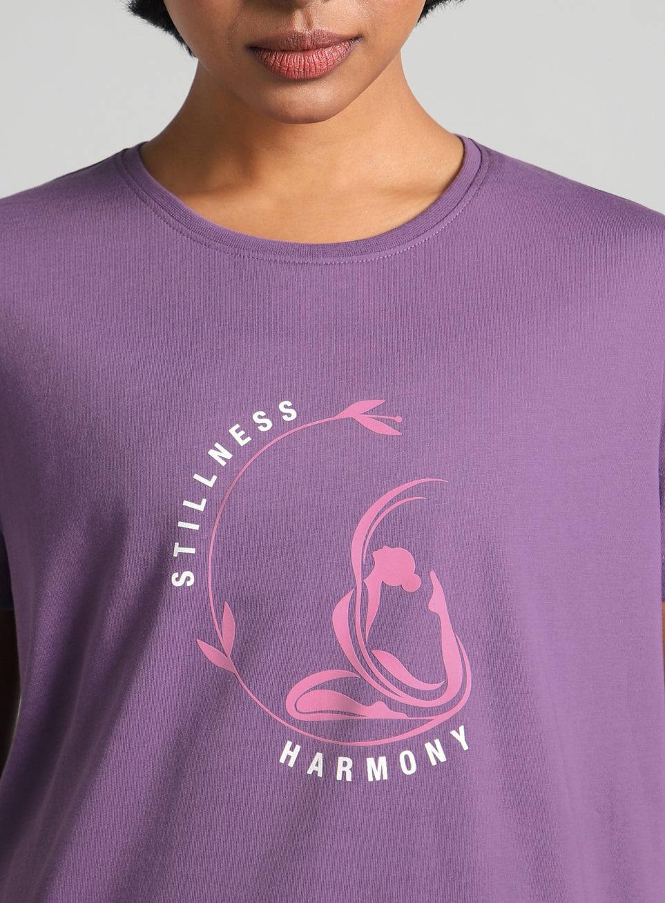 Women's Purple Flow Harmony Print Yoga T-shirt