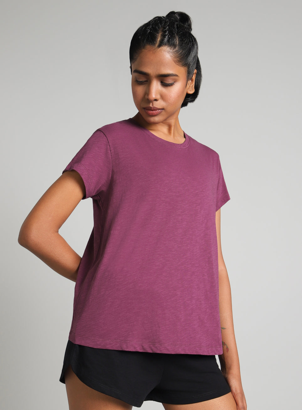 Women's Purple Flow Form Yoga T-shirt