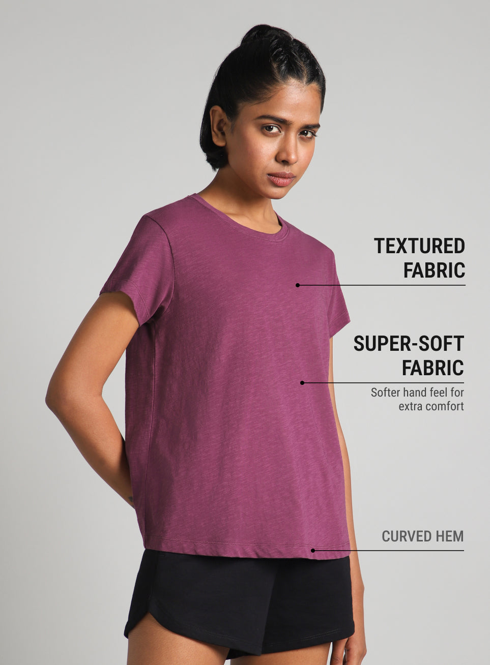 Women's Purple Flow Form Yoga T-shirt