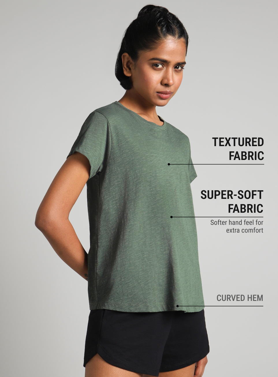 Women's Green Flow Form Yoga T-shirt