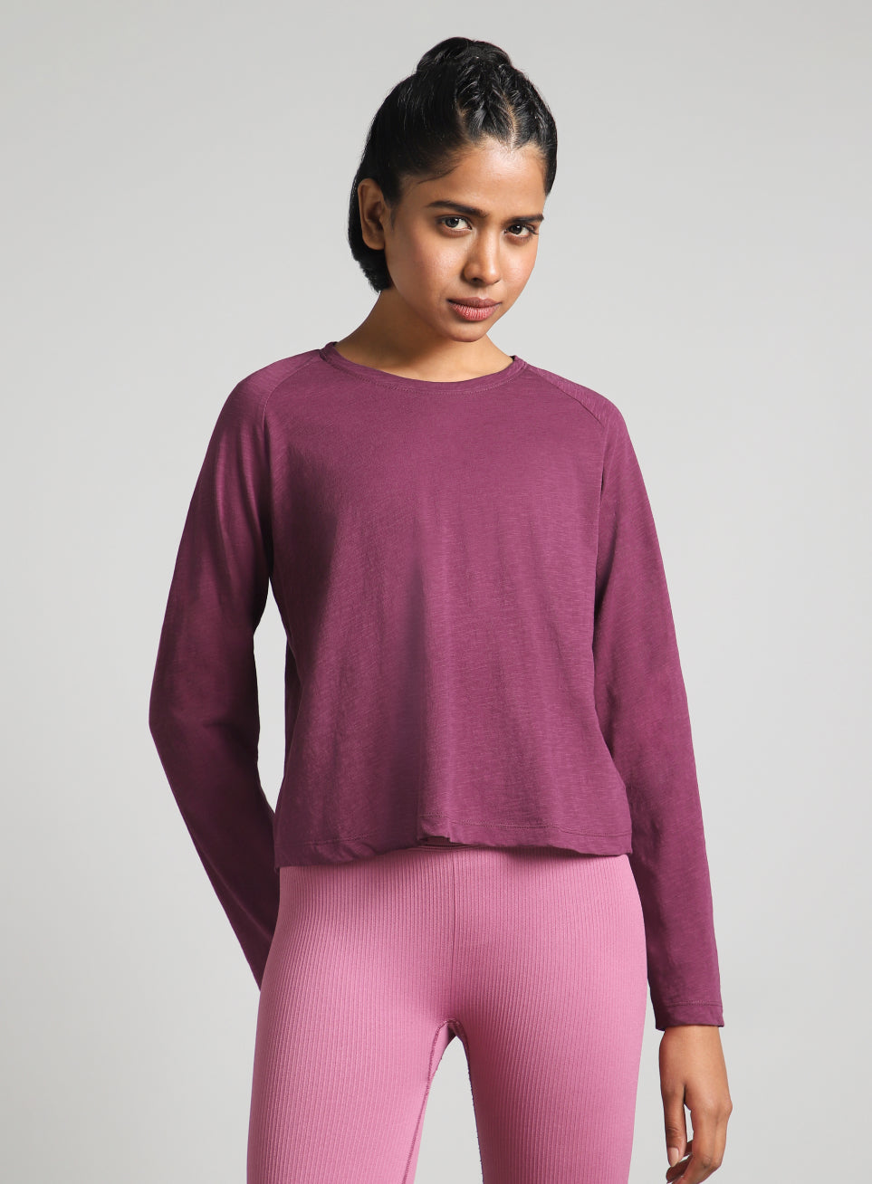 Women's Purple Form Overlap Yoga T-shirt