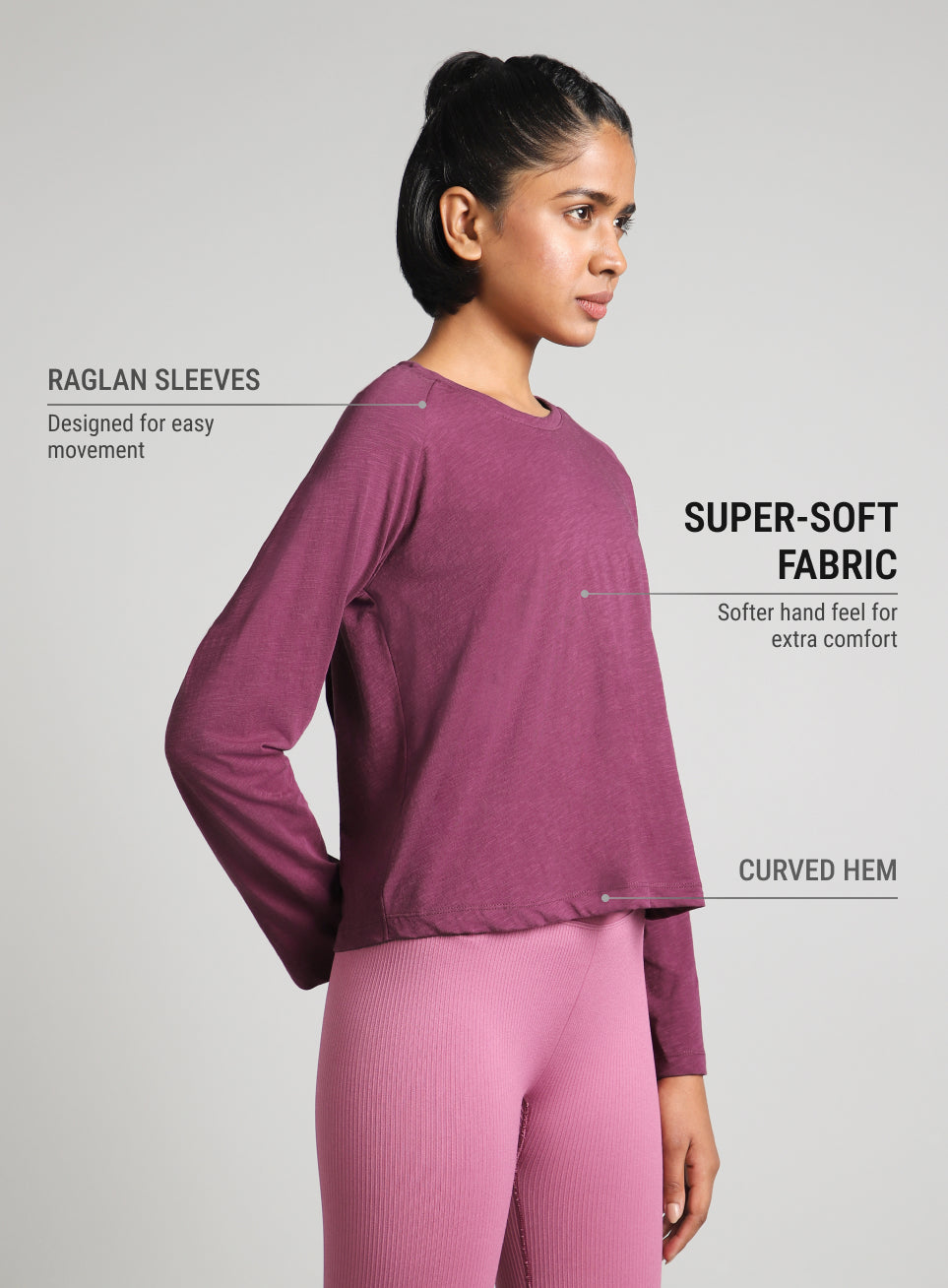 Women's Purple Form Overlap Yoga T-shirt