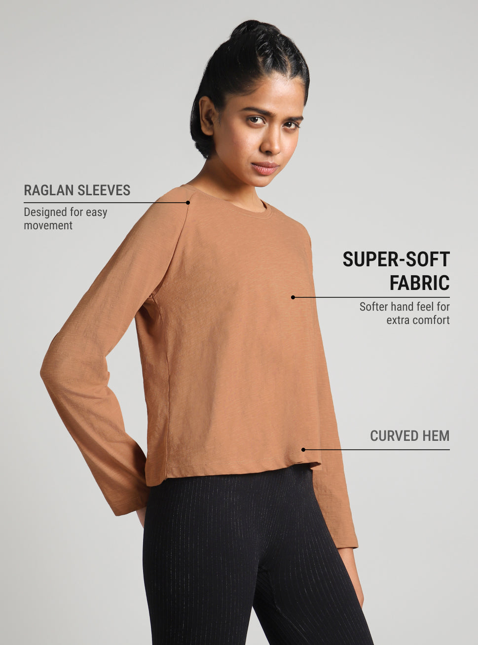 Women's Khaki Form Overlap Yoga T-shirt