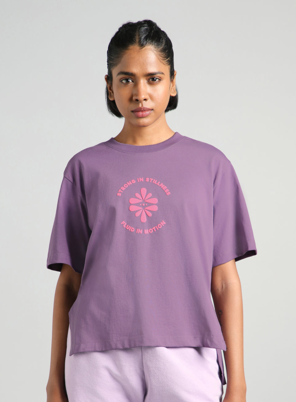 Women's Purple Flow and Flare Relaxed fit T-shirt
