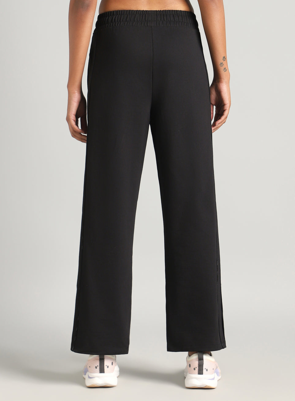 Women's Black Panelled Straight Fit Trackpants