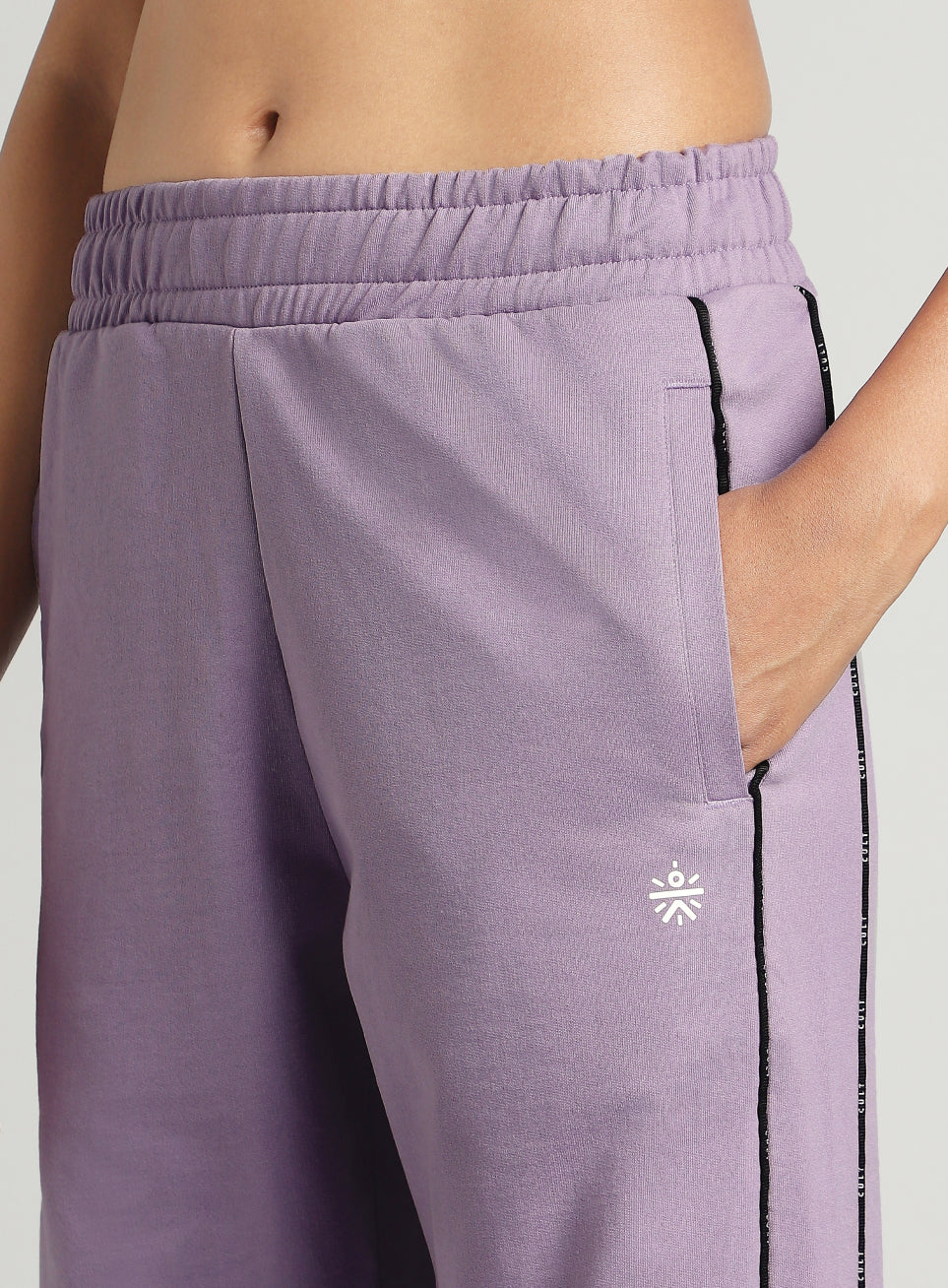 Women's Purple Panelled Straight Fit Trackpants