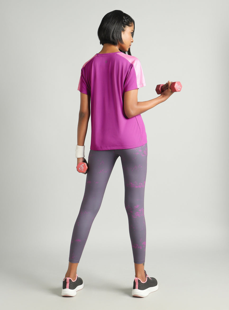 Women's Pink Shoulder Pop Active T-shirt