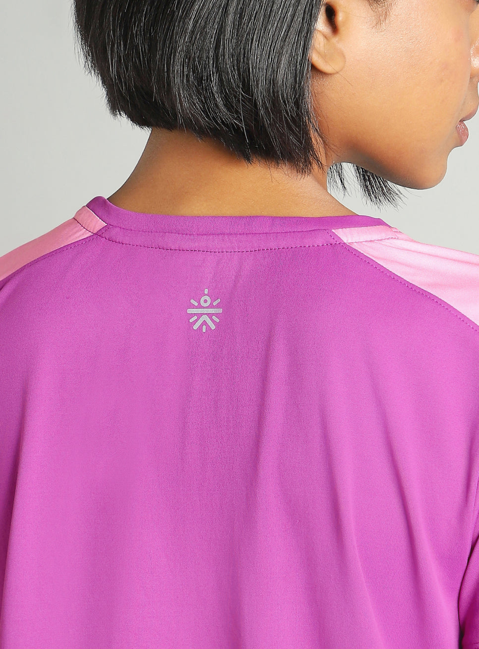 Women's Pink Shoulder Pop Active T-shirt