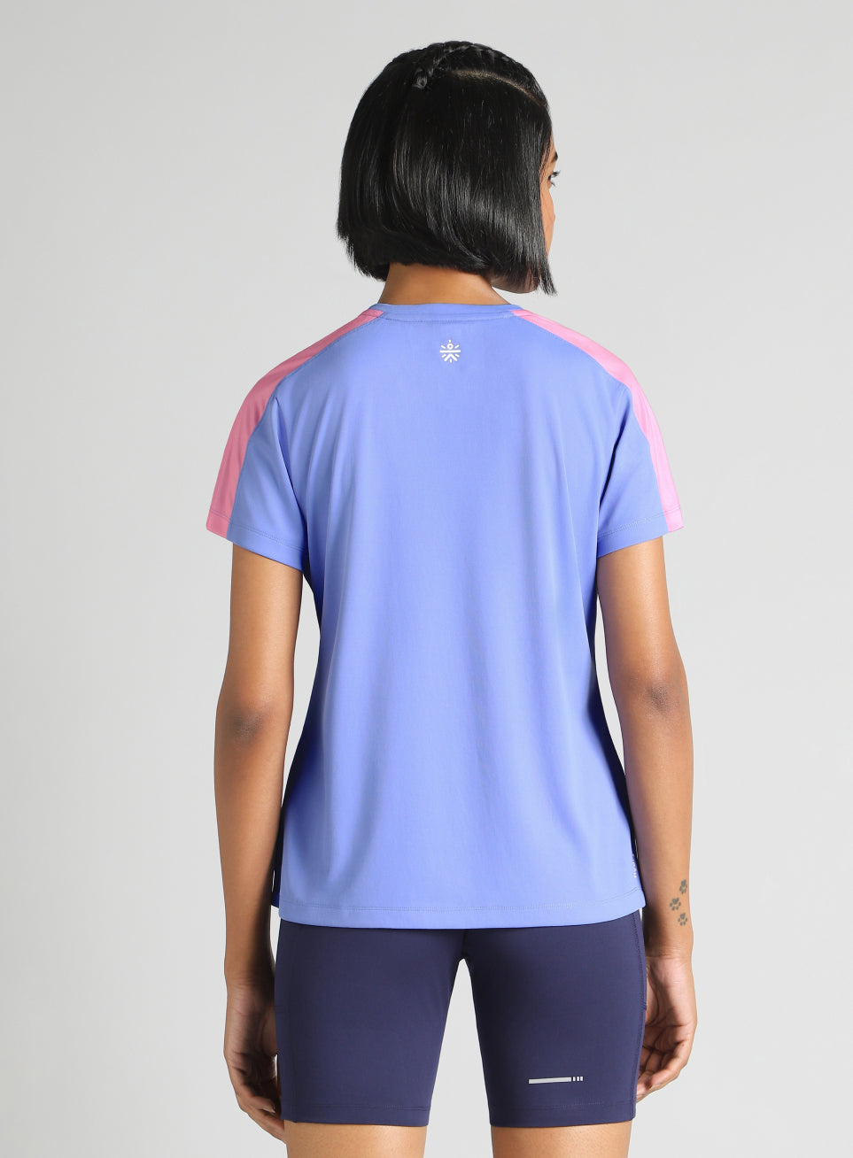Women's Blue Shoulder Pop Active T-Shirt