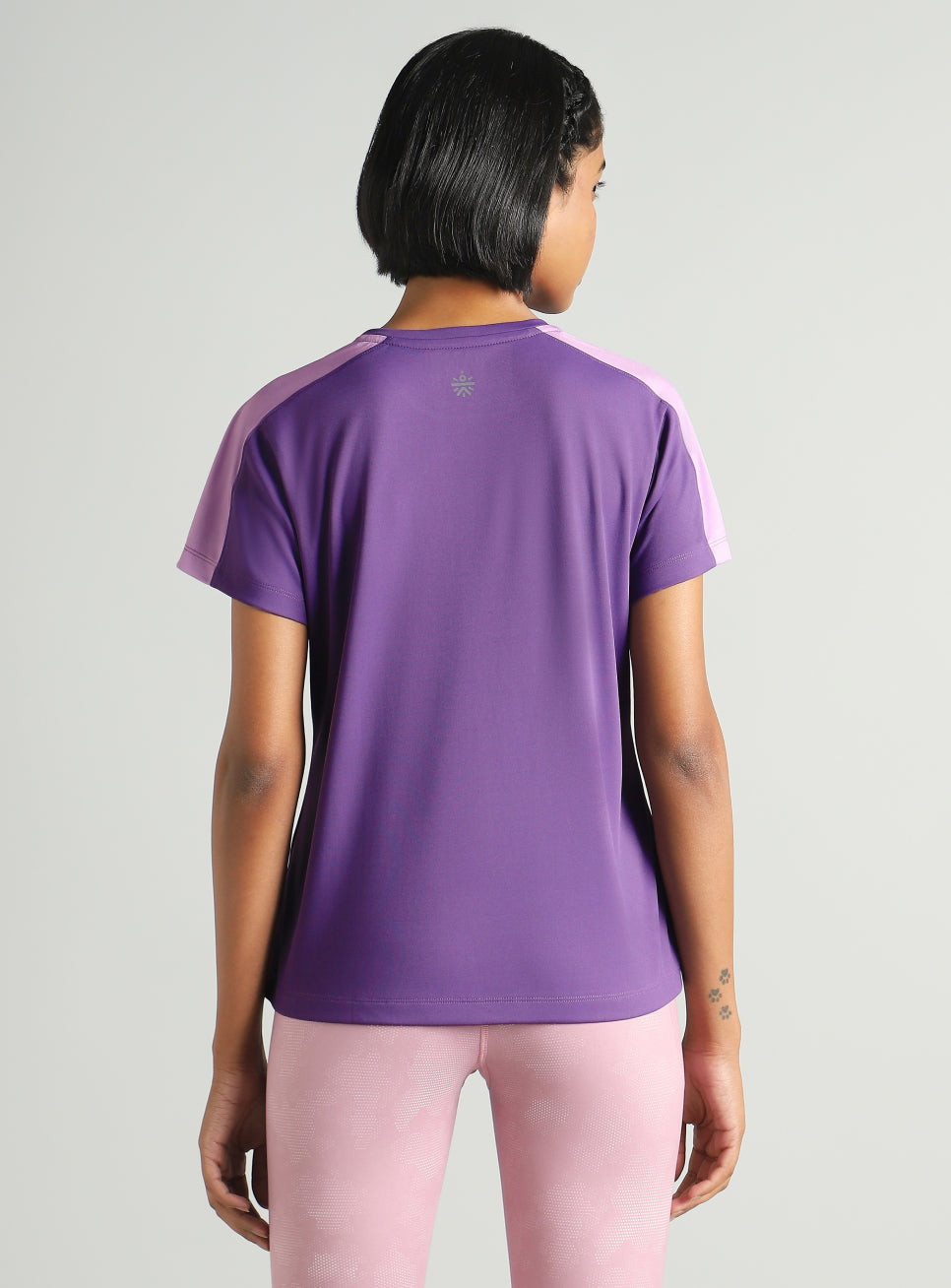 Women's Purple Shoulder Pop Active T-shirt