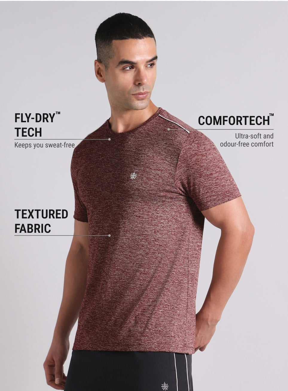 Men's Move All Day Plum Comfortech T-shirt
