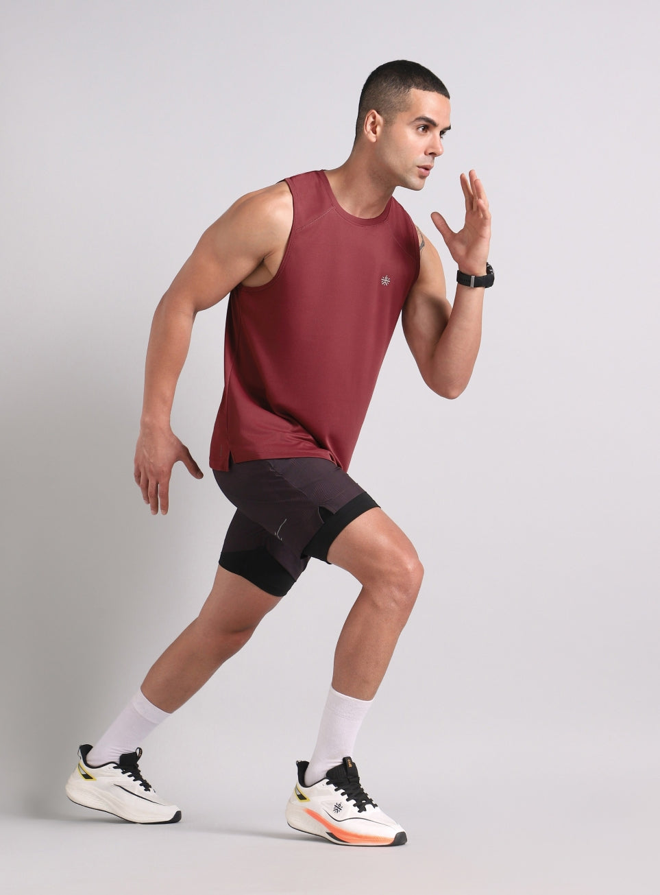 Men's Maroon Running Pro Tank