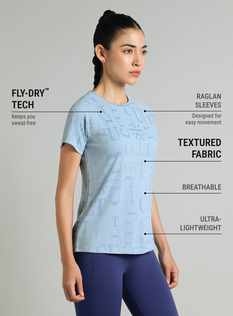 Women's Blue CULT ZERO Knit Tech Running T-shirt