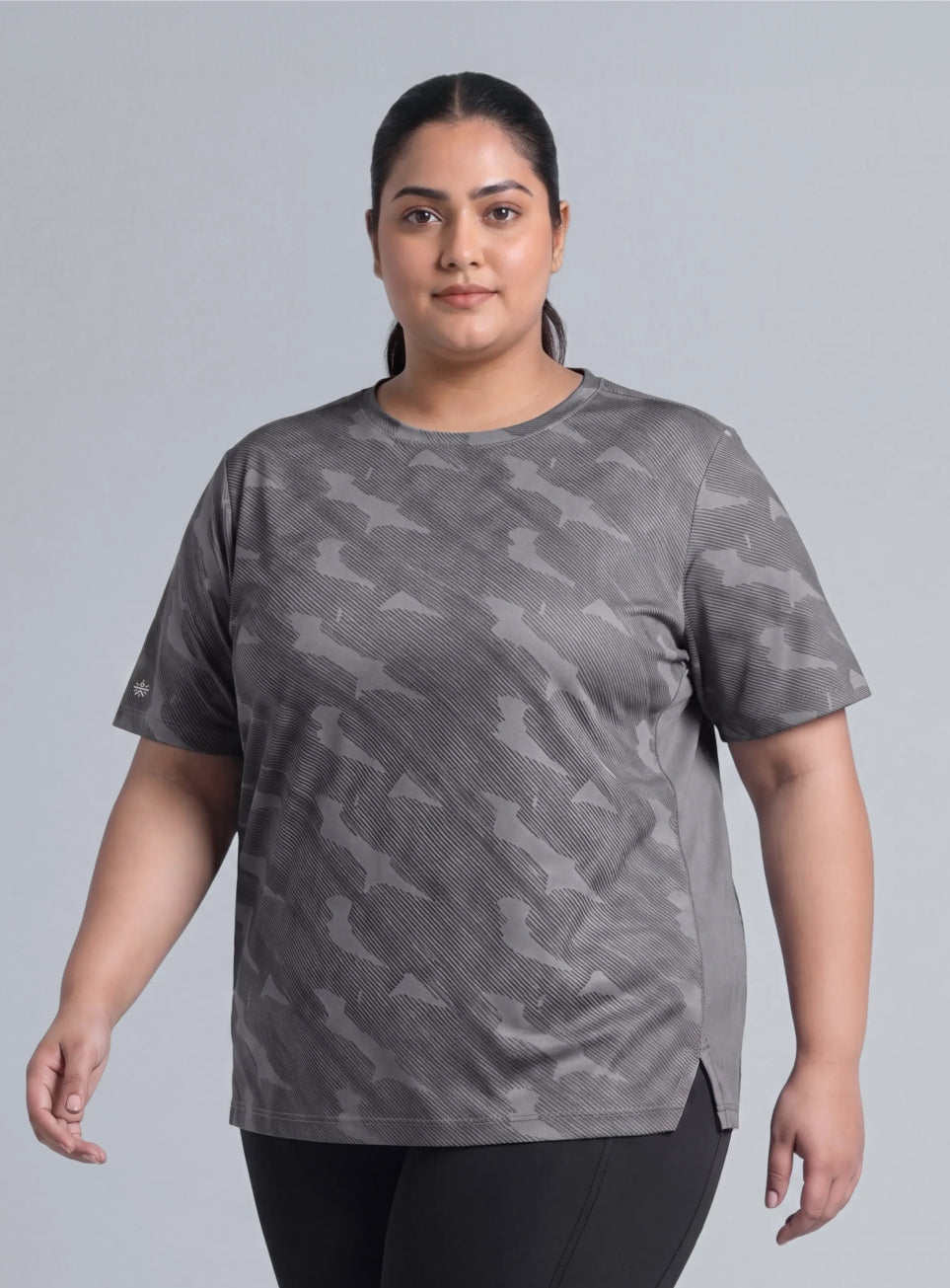 Women's Dark Grey Urban Urban Camo Plus size Running T-shirt