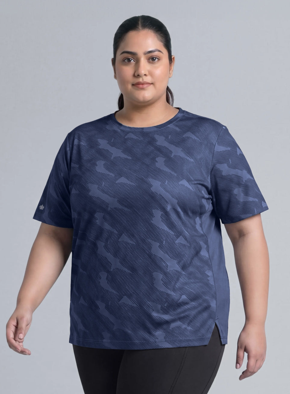 Women's Blue Urban Urban Camo Plus size Running T-shirt