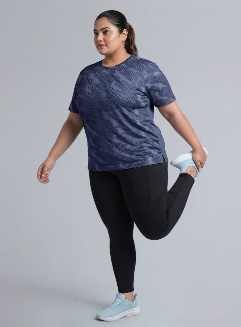 Women's Blue Urban Urban Camo Plus size Running T-shirt