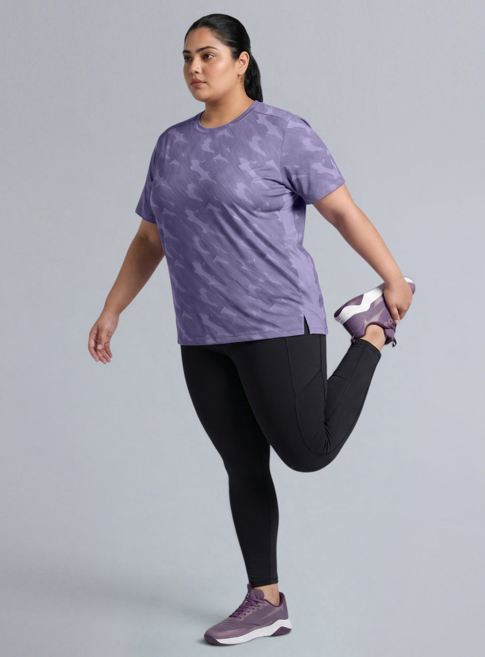 Women's Purple Urban Urban Camo Plus size Running T-shirt