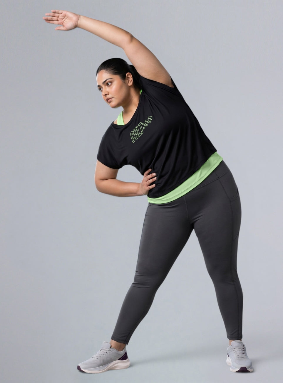 Women's Black Tank Layered Training Plus Size T-shirt