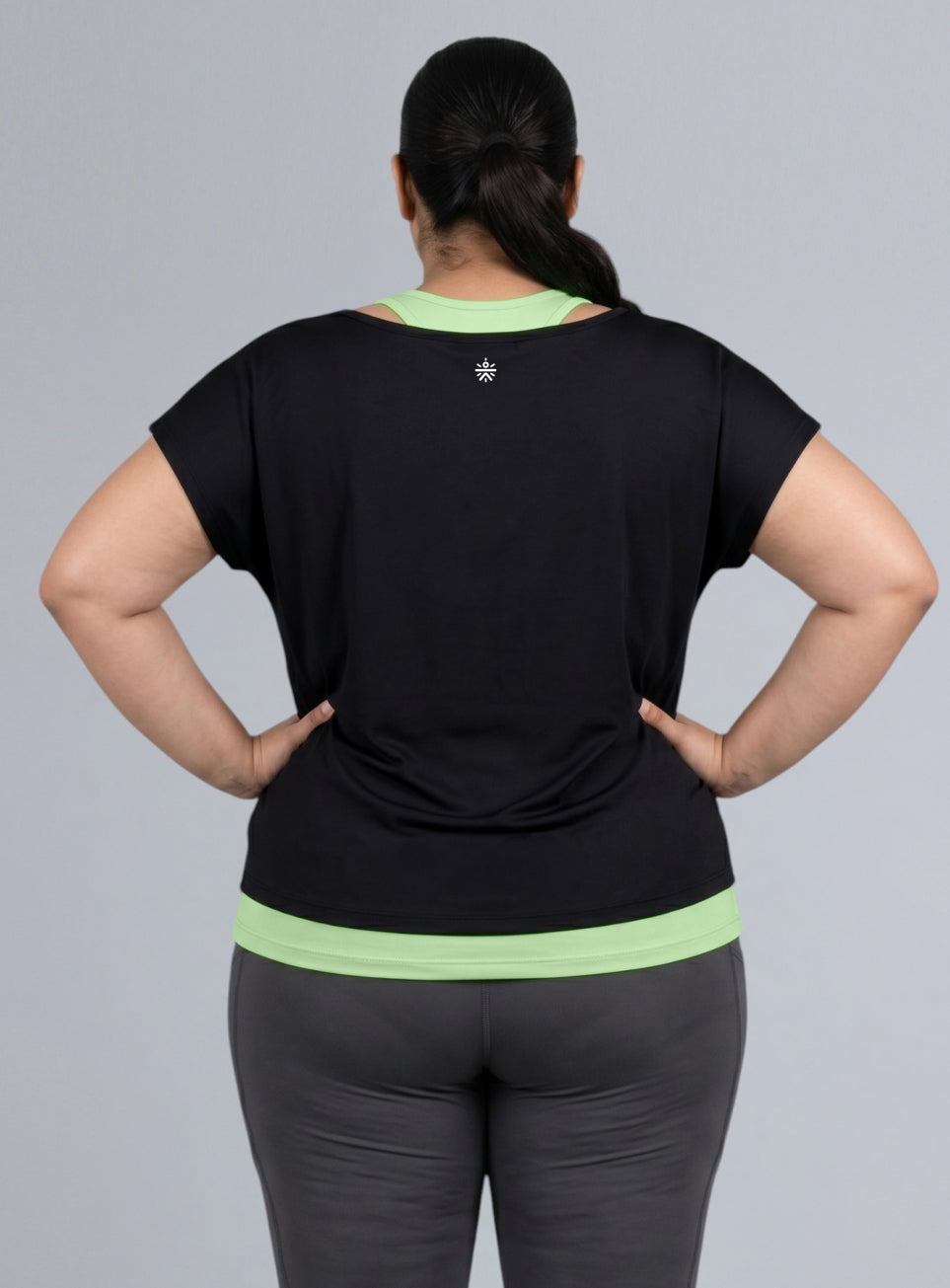 Women's Black Tank Layered Training Plus Size T-shirt