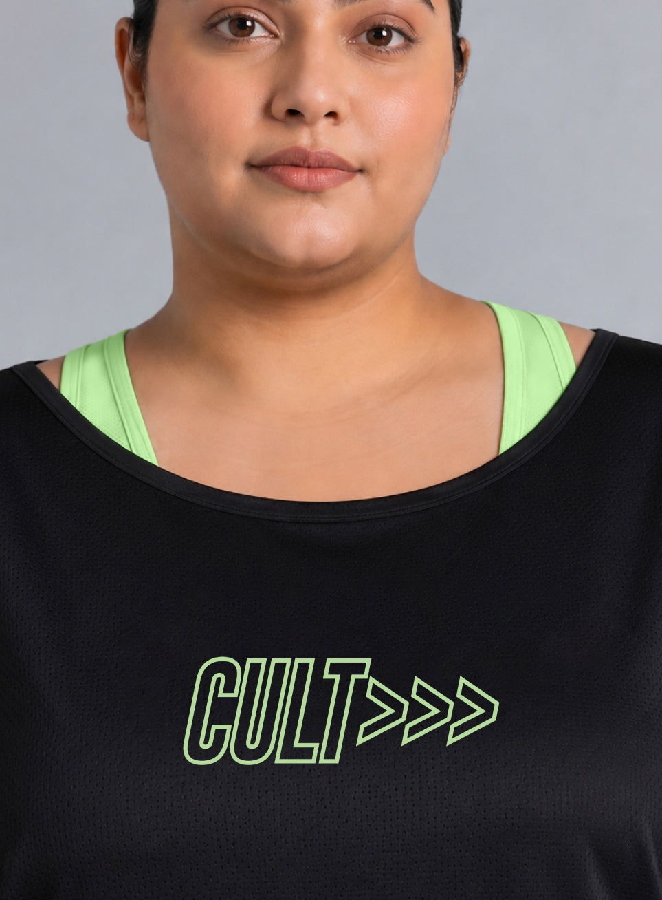 Women's Black Tank Layered Training Plus Size T-shirt