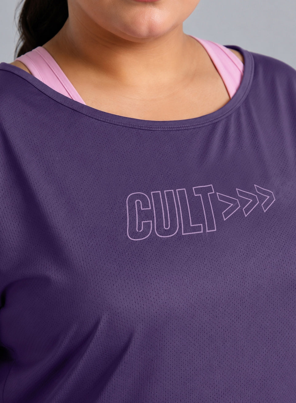 Women's Purple Tank Layered Training Plus Size T-shirt