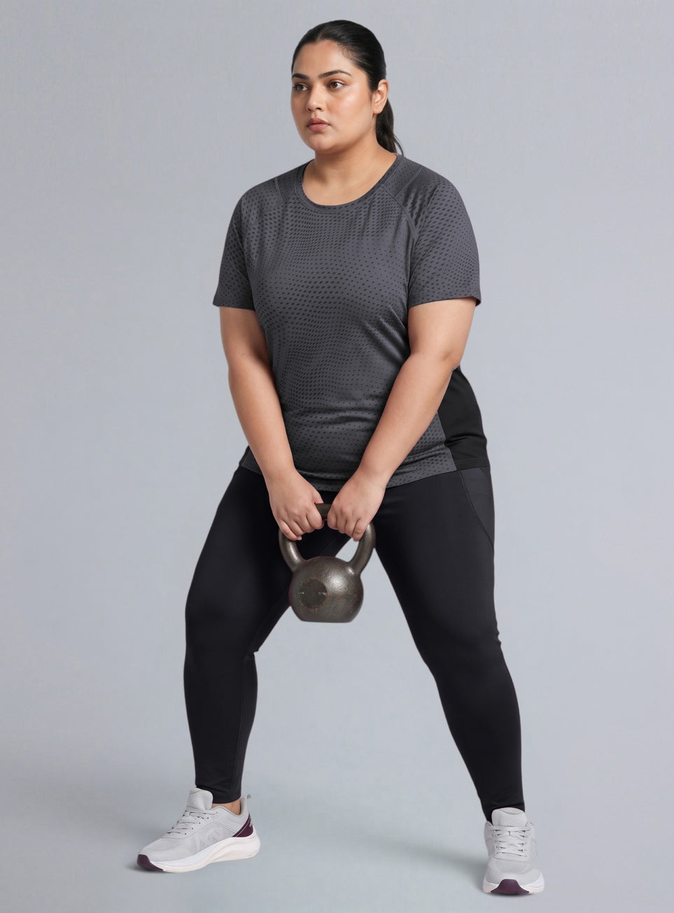 Women's Grey Dynamic Move Training Plus size T-shirt