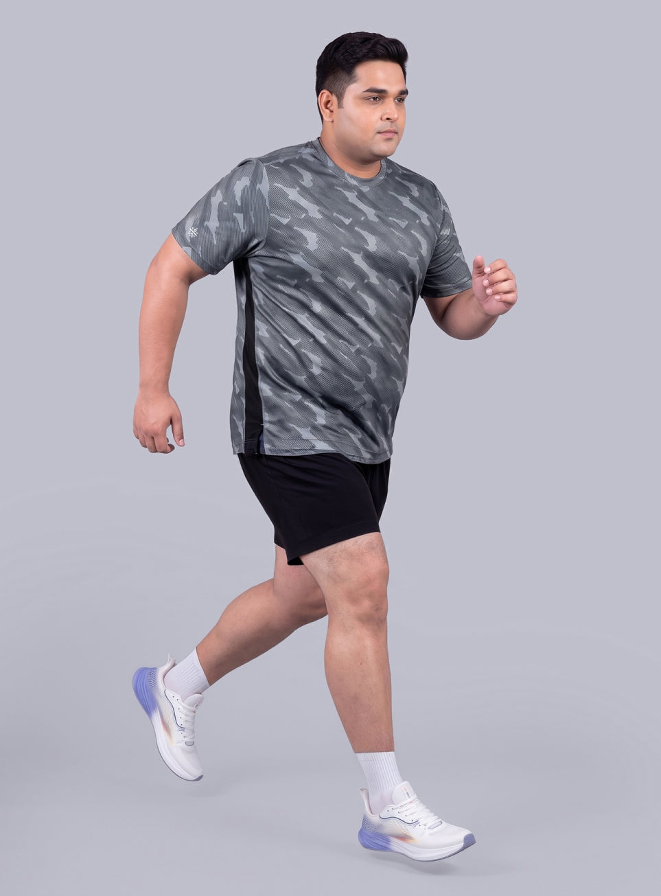 Men's Grey Urban Camo Running Plus Size T-shirt
