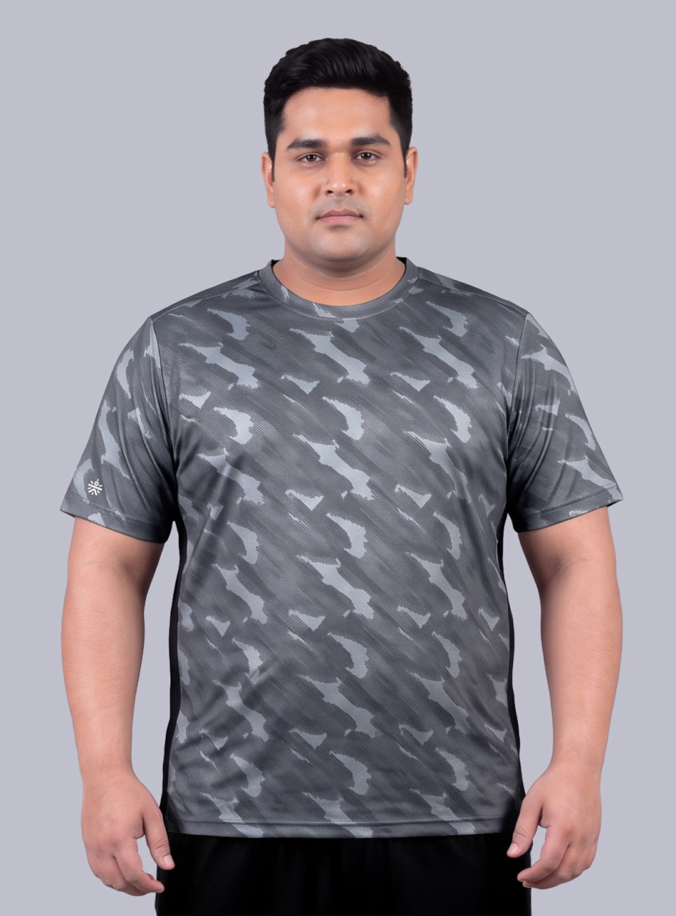 Men's Grey Urban Camo Running Plus Size T-shirt