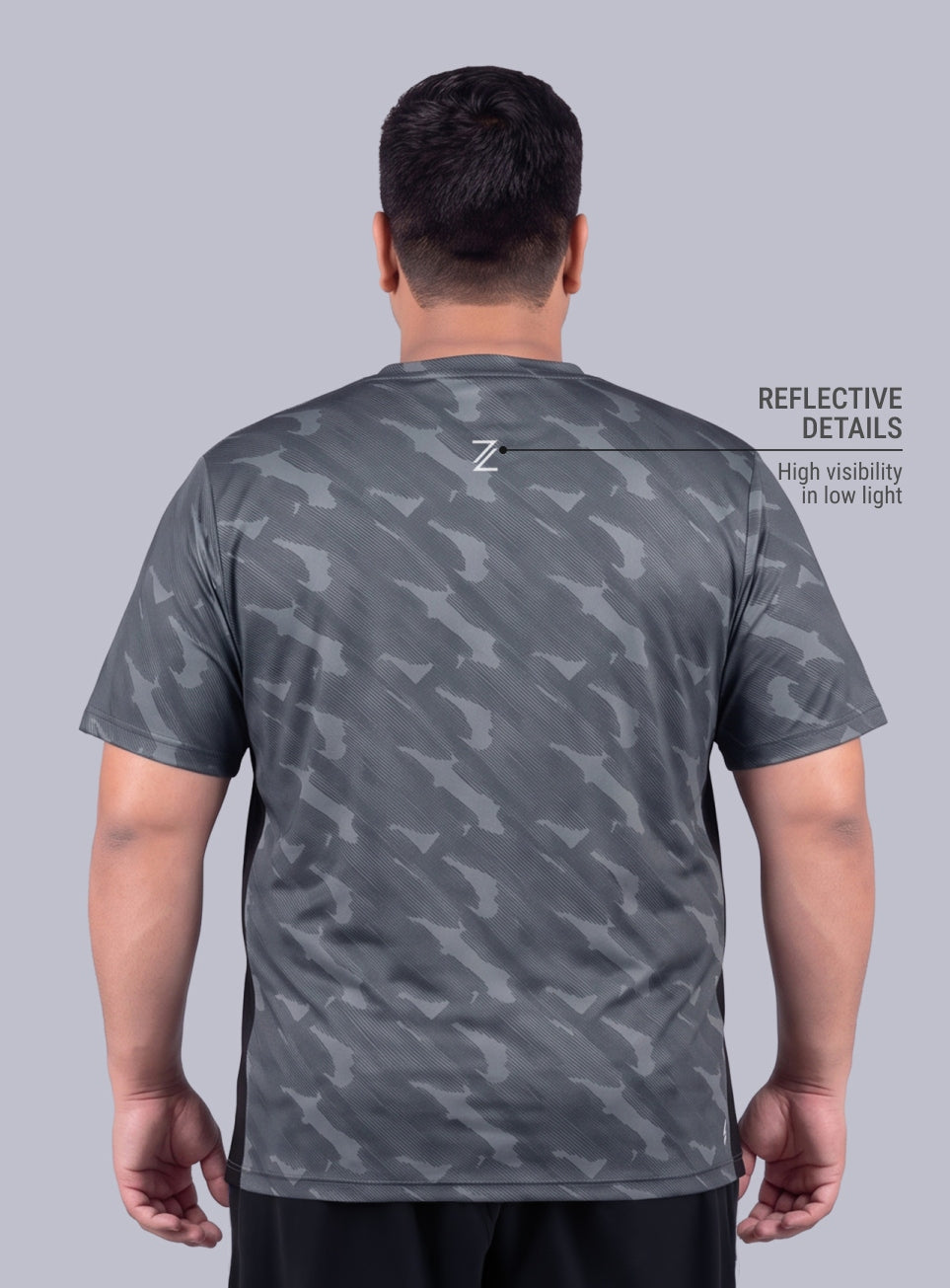 Men's Grey Urban Camo Running Plus Size T-shirt
